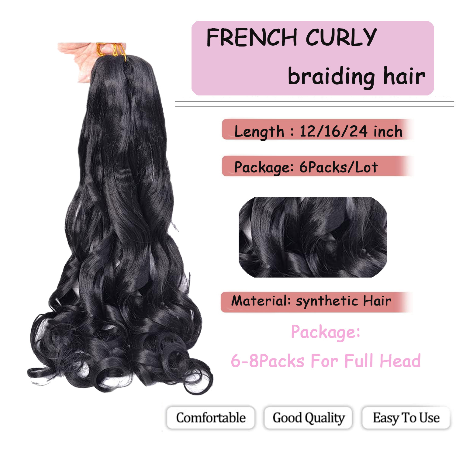 French Curly Braiding Hair Loo - Crochet Braiding Hair 评论和价格
