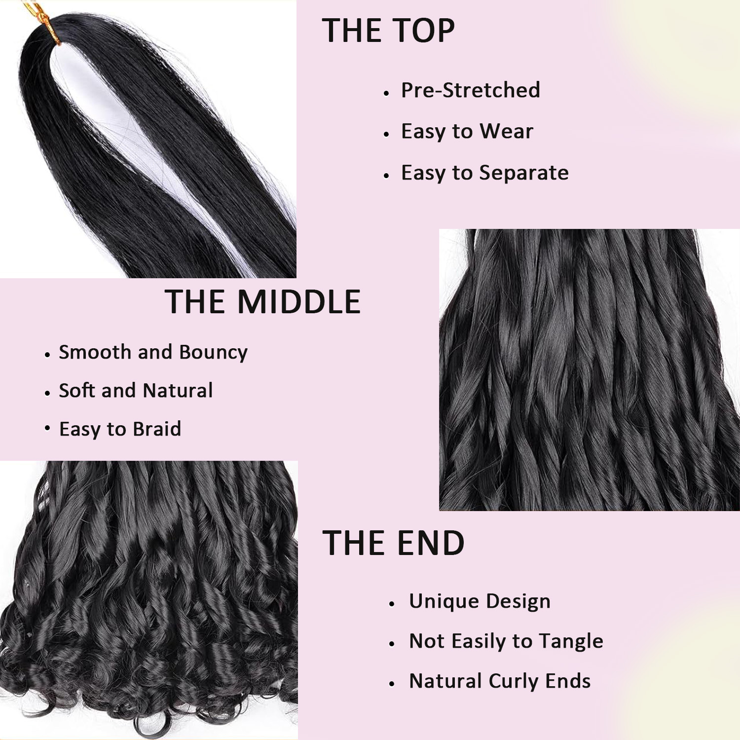 French Curly Braiding Hair Loo - Crochet Braiding Hair 评论和价格