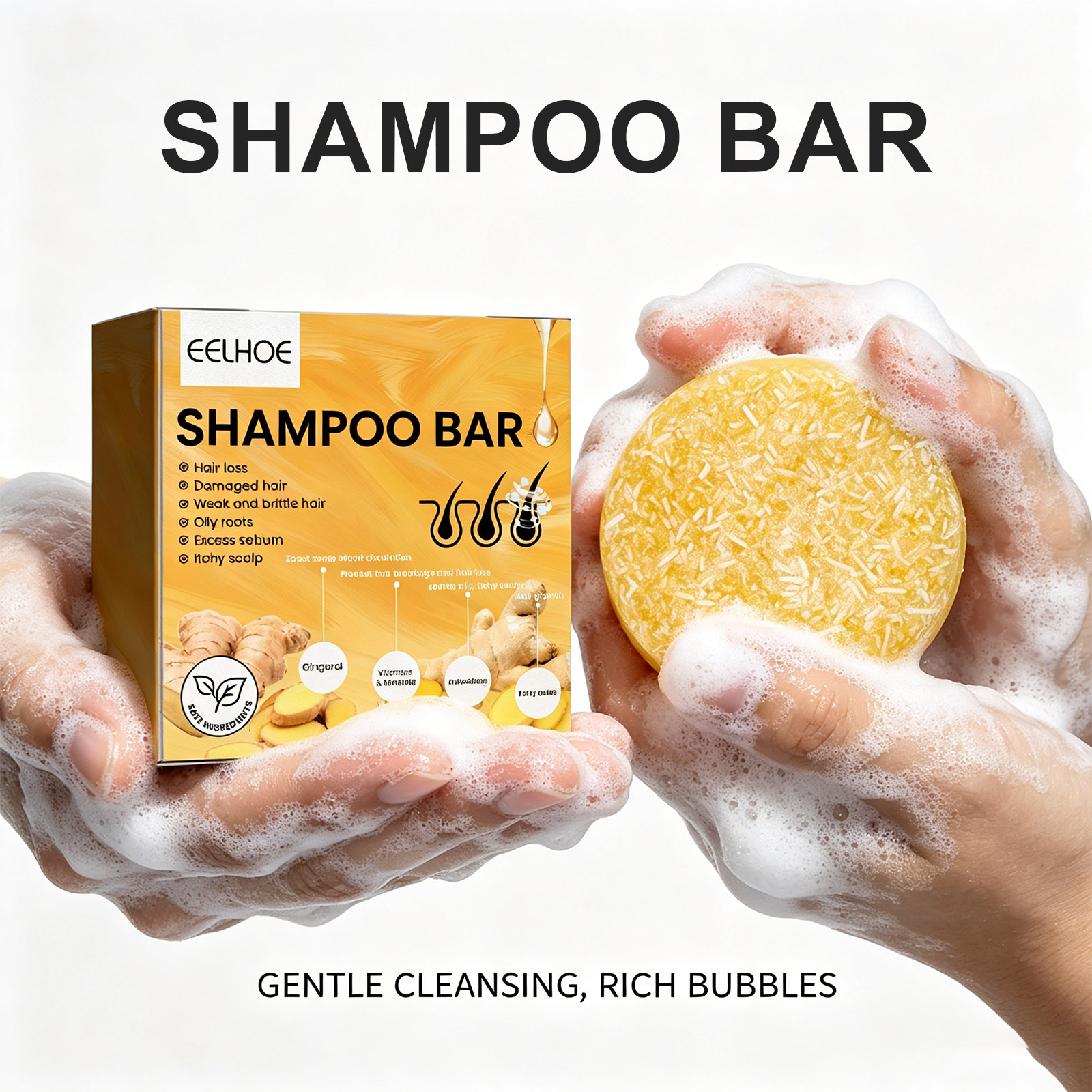 1Pcs Shampoo Bar Ginger Hair C - Hair Care Pantene 评论和价格